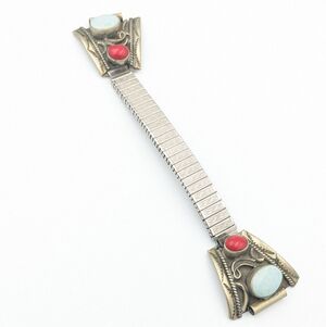 Vintage Mexico hand crafted turquoise and coral watch band